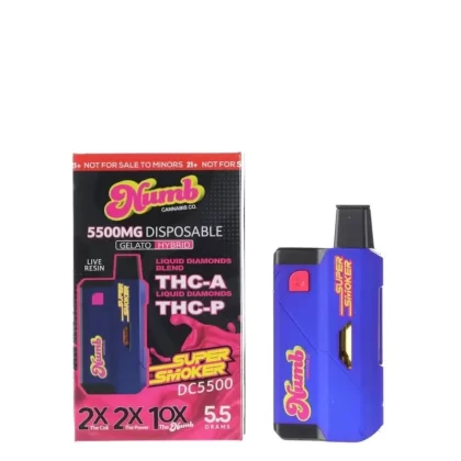 Super Smoker THC-A + THC-P Vaporizer – 5.5g - Amount#1~Strain#Sour Diesel>Blue Dream>Northern Lights>Wedding Cake>Gelato>White Runtz>Pineapple Express (22C50E)
