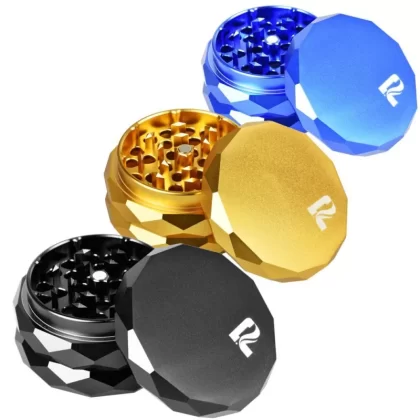 Pulsar Diamond Faceted Aluminum Herb Grinder - Diamond Facet Blue