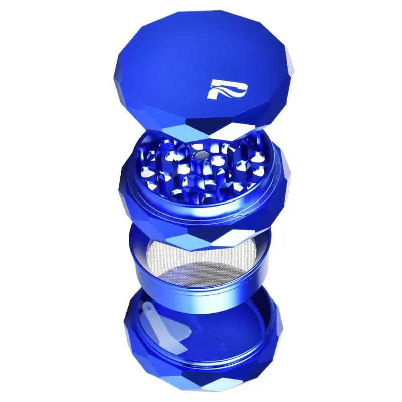 Pulsar Diamond Faceted Aluminum Herb Grinder - Diamond Facet Blue - Image 2