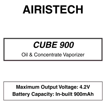 Airistech – Cube 900 – 510 Cartridge Tank Concentrate Vaporiser – 900mAh – Dual Charging Port - Apple Green, Glacier Silver