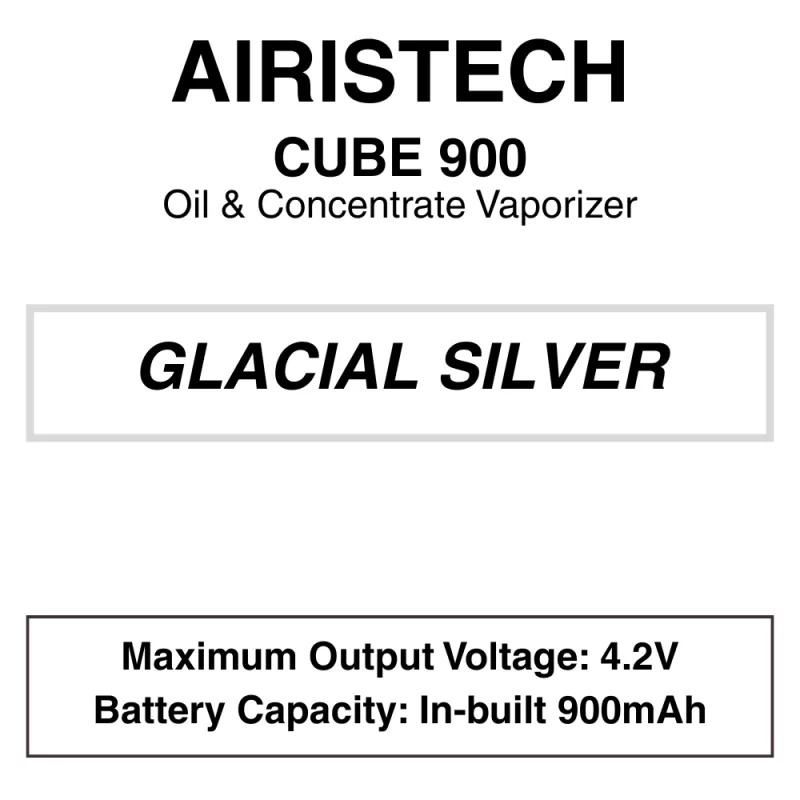 Airistech – Cube 900 – 510 Cartridge Tank Concentrate Vaporiser – 900mAh – Dual Charging Port - Apple Green, Glacier Silver - Image 3