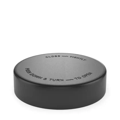 Child Resistant | Push Down & Turn Plastic PCR Caps w/ Foam Liner | 78mm – Semi Gloss Black – 48 Count