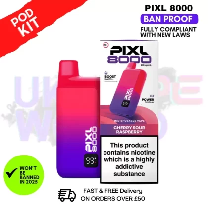 Cherry Sour Raspberry Pixl 8000 Puff Pod Kit