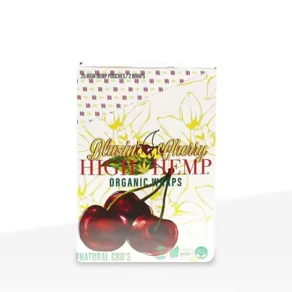 High Hemp | Organic Hemp Blunt Wraps | 100mm – Blazin’ Cherry – 25 Count