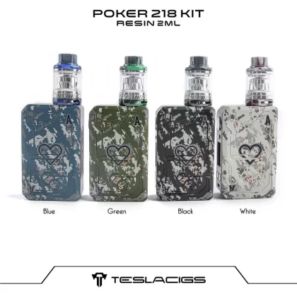 Original Teslacigs Poker 218 TC Kit with 218W Poker Box Mod and 2ML / 6ML Resin Tank