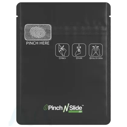 Child Resistant & Tamper Evident | Pinch N Slide 3.0 Matte Black PCR Mylar Bags | 3.4in x 4.4in – 1g – 250 Count