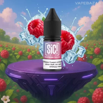 SiC! Nikotinsalz Liquid – Raspberry Tea Ice 20mg/ml Nikotin - SIC! SALTS / Ice / Himbeere / Eistee / 20mg/ml / Propylenglykol / pflanzliches Glycerin / Glycerin / Nikotinsalz / Aromen
