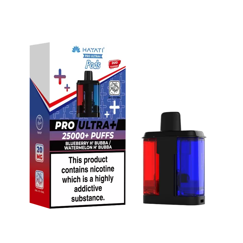 Hayati Pro Ultra Plus 25k Prefilled Pods Blueberry H’Bubba/Watermelon H’Bubba - Ecigpremium