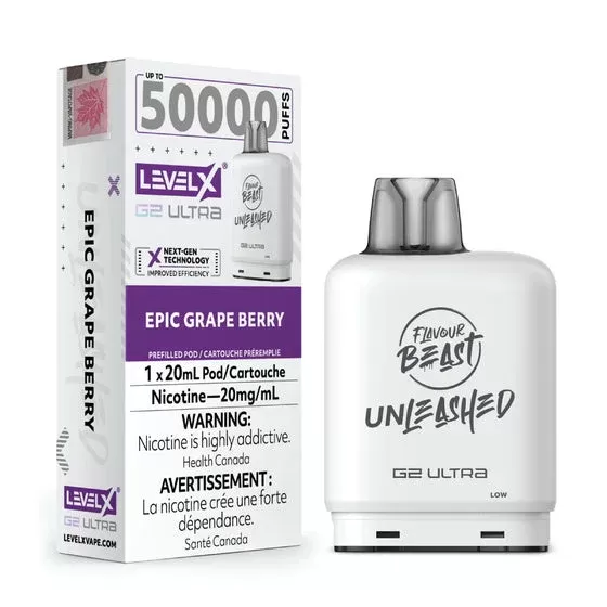 Flavour Beast Level X G2 Ultra Pod – 50k Puffs – Epic Grape Berry - Ecigdepot