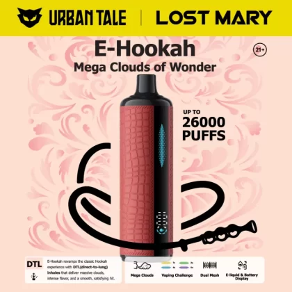 Urban Tale x Lost Mary E-Hookah Disposable Device - 26000 Puffs - Berry Ice