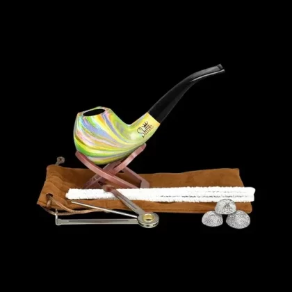 Pulsar Shire Pipes Bent Brandy Rainbow Tobacco Pipe - Vape Store