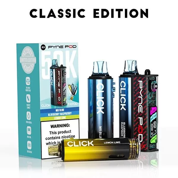 Click 50K Prefilled Pod Kit By Pyne - Nicotine Strength#20mg (Salt)~Flavour#Classic Edition>Pineapple Edition>Yellow Edition>Special Edition>Blue Edition>Mango Edition>Cherry Edition>Lemonad