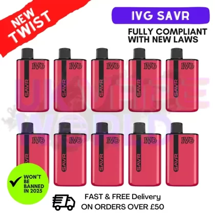 Straw Rasp Cherry IVG Savr 3K Puff Box Of 10