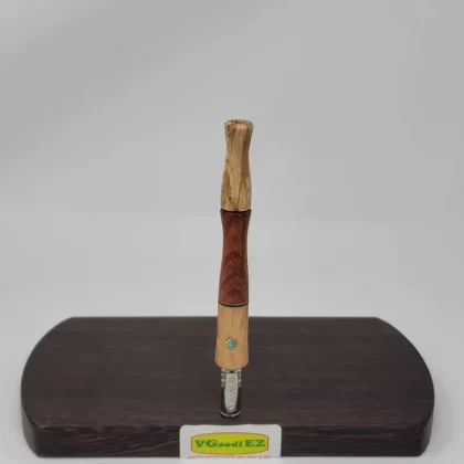 8mm OD Dynavap Stem in Spalted Beech/Red Narraa w/ Ebony Accent/Turquoise Inlay by Aezhenn Wood