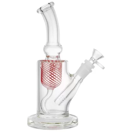 (WATER PIPE) 9.5″ HEAVY INCYCLER – CLEAR RED