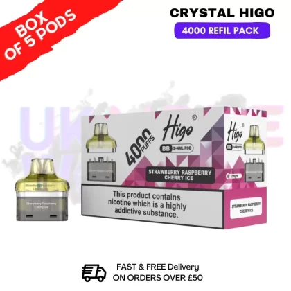 Strawberry Raspberry Cherry ICE Crystal Higo 4000 REFIL Pods BOX OF 5