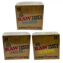 Raw – Terp’d Cones – 1 1/4 Size – 6 pieces Per Pack – 12 Pack Per Box