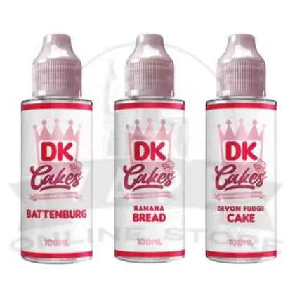 DK Cakes Shortfill 100ml E-Liquid - Banana Bread, Battenburg; 2x 18mg Nic Shots, 5x 18mg Nic Shots