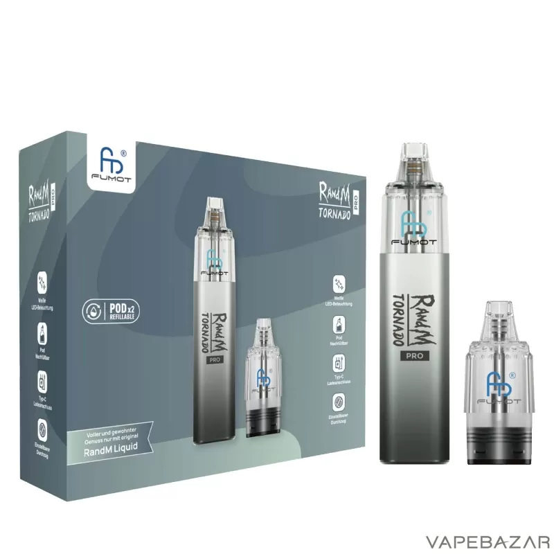 Fumot RandM Tornado Pro – Black - Pod Kit / Fumot / 600 mAh / 8ml / USB-C - Image 3