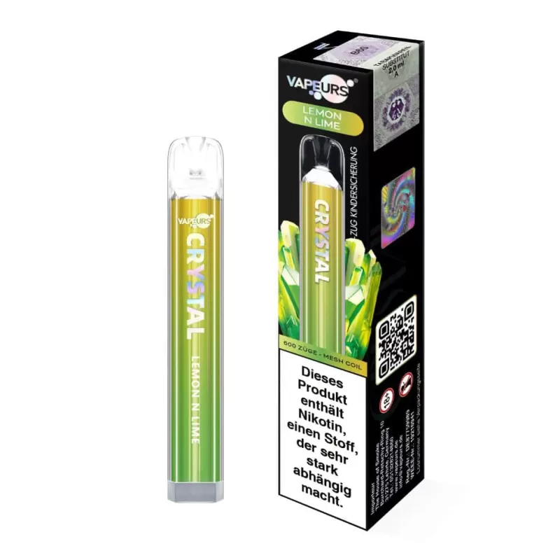 VAPEURS Crystal – Lemon and Lime - 550 mAh / Glycerin / Nikotinsalz / Propylenglykol / Aromastoffe / 20mg/ml / Lemon and Lime - Image 3