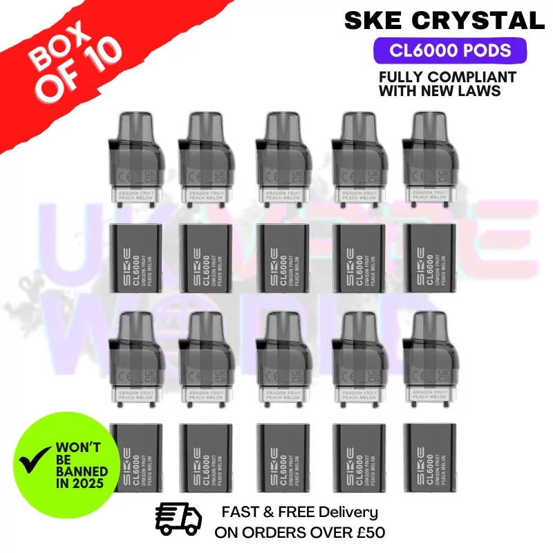 Dragon Fruit Peach Melon SKE Crystal CL6000 Prefilled Pod Box Of 10