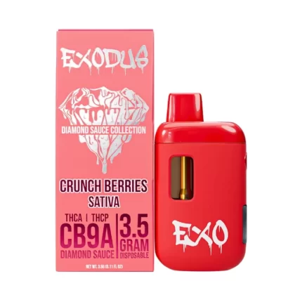 Exodus Diamond Sauce THC-A + CB9A Vaporizer – 3500mg - Strain#Crunch Berries (S)>Giga Bud (I)>Gorilla Zkittlez (H)>Gush Mintz (I)>Ice Cream (S) (71A306)