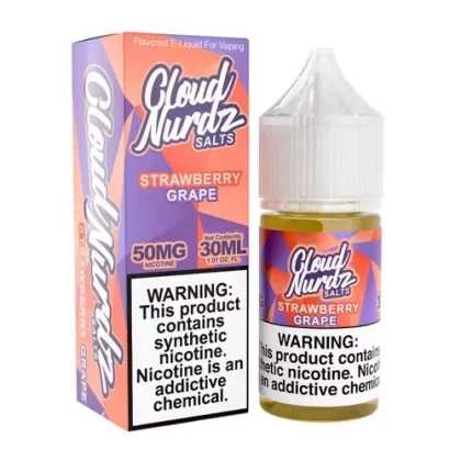 Cloud Nurdz Salts Grape Strawberry Synthetic Nicotine 30ml E-Juice - Vape Product, Vape Product
