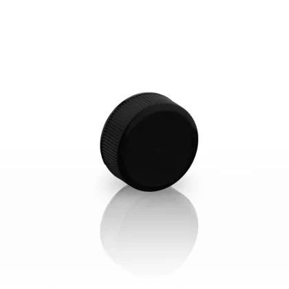 Plastic Cap | Ribbed Screw Thread w/ Foam Liner | 28mm – Black – 126 Count