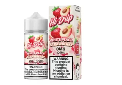 Hi-Drip Series White Peach Strawberry Vape e-Liquid 100mL - Beyondvape