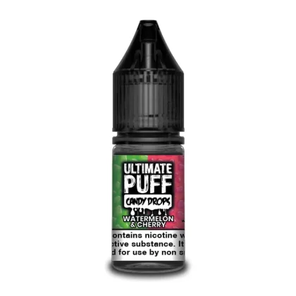 Ultimate Puff Candy Drops Watermelon and Cherry 10ml Vape Juice - 10 Pack - Strength 12mg