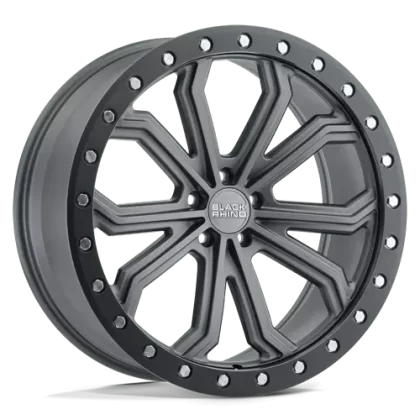 Black Rhino TRABUCO 22X10 5X112 ET40 MATTE GUNMETAL W/ BLACK RING & SILVER BOLTS