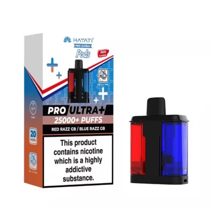Hayati Pro Ultra Plus 25K Red Razz GB & Blue Razz GB Prefilled Pod + Refill