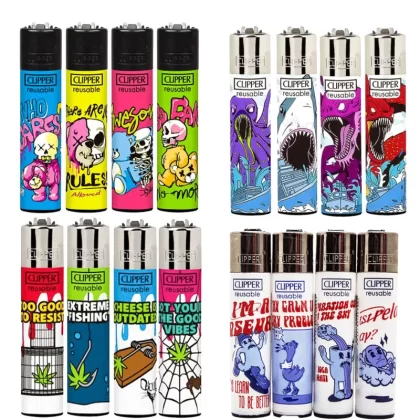 CLIPPER Lighters Printed Various Designs Box Of 48 - Exotic Food 3