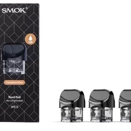 SMOK NORD PODS Transparent Black – Sleek Refillable Cartridge for Enhanced Vaping (No Coil Included) 3pk