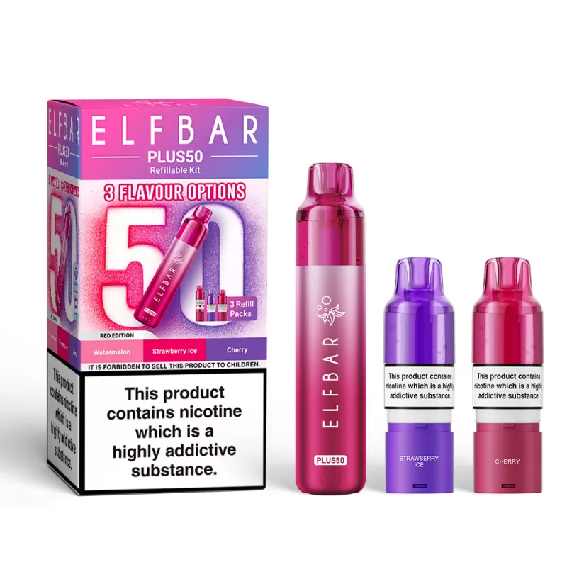 Elf Bar Plus 50 Prefilled Pod Kit - Red Edition - Image 3