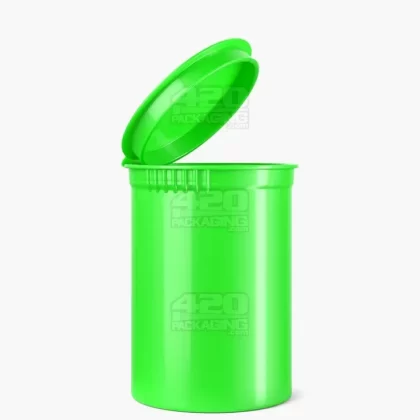 Child Resistant | Opaque Lime Pop Top Bottles | 30dr – 7g – 150 Count