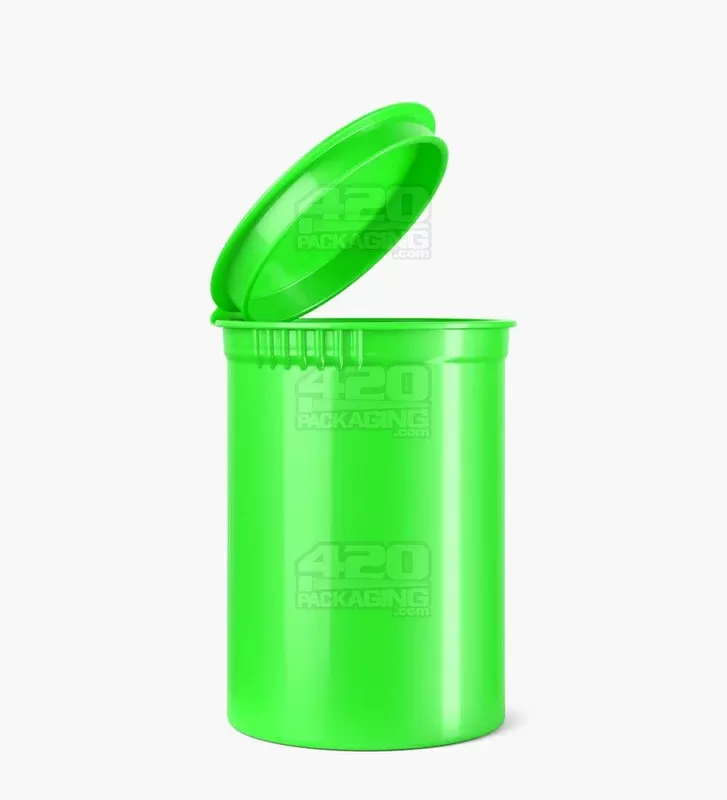 Child Resistant | Opaque Lime Pop Top Bottles | 30dr – 7g – 150 Count
