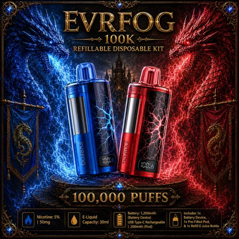 EVRFOG 100K Refillable Disposable KIT - Juicy Peach Ice - Vapeciga