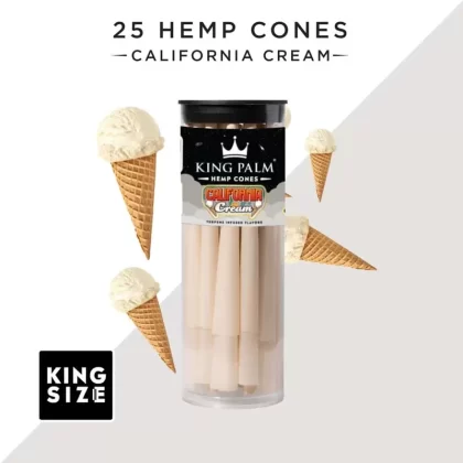 King Palm California Cream | 25 & 50 Pack | King Size Hemp Cones - Quantity#25 Count>50 Count