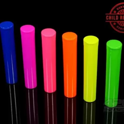 Squeezetops® 98mm Fluorescent Mix Child Resistant J-Tubes (073700-CR) 1000/Box