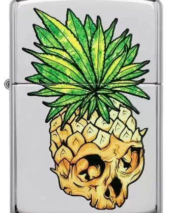 Zippo Lighter – Leaf Skull Pineapple Design