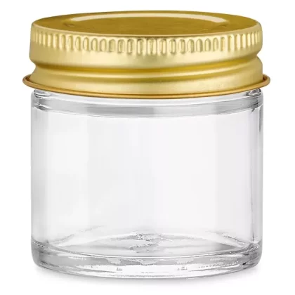 1 oz Glass Jar / Gold Lid – Clear Straight-Sided