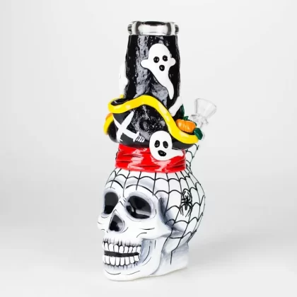 9″ Pirate-Themed Sugar Skull Glass Bong - Eliquidsupply