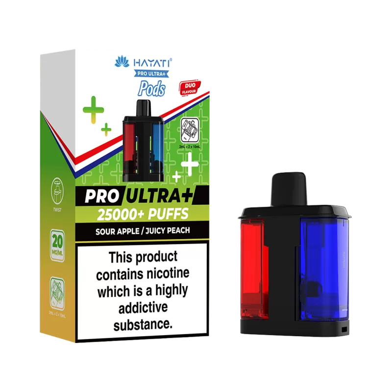Sour Apple / Juicy Peach Hayati Pro Ultra Plus Refill Pack - 20mg - Vape Product (372593)