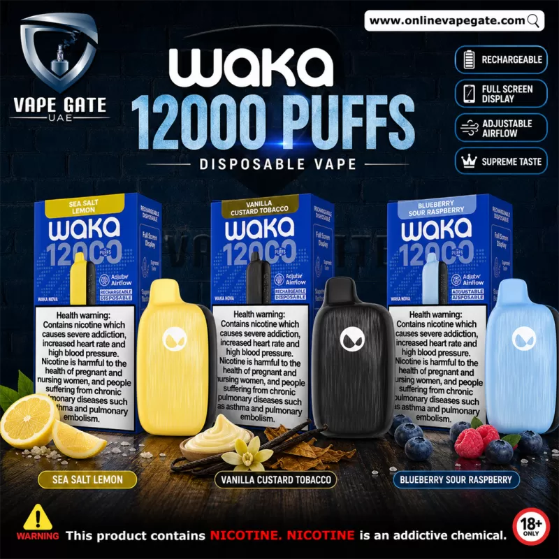 Waka Nova Rechargeable Disposable Vapes 12,000 Puffs - 18 mg /