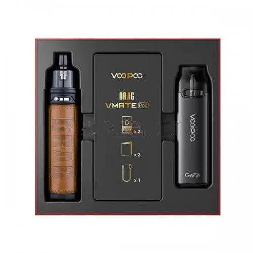 VOOPOO Drag X & Vmate Pod Gift Set Limited Edition - Chestnut + Space Gray - Image 3