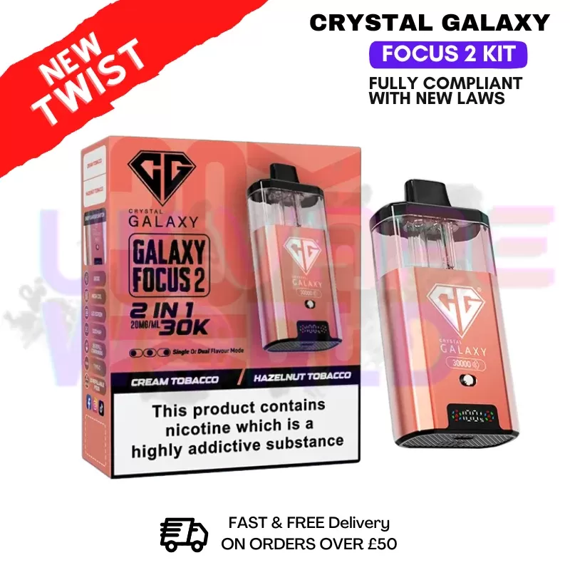 Cream Tobacco Crystal Galaxy 30K Focus 2 Puff Kit - Ecigpremium