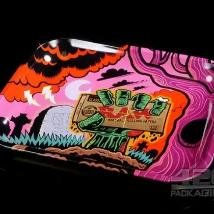 RAW | Zombie Apocalypse Rolling Tray | 14in x 11in – Large – Metal