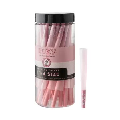 Rozy Pink | Pre-Rolled Cones 1¼ Size Jar | 84mm – Pink – 50 Count