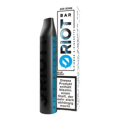 RIOT BAR – Blue Burst - Riot Bar / Himbeere / Ice / Propylenglykol / Glycerin / Aromastoffe / Nikotinsalicylat / 20mg/ml / 500 mAh / ca. 600